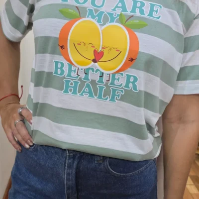 remera rayada verde better half mujer